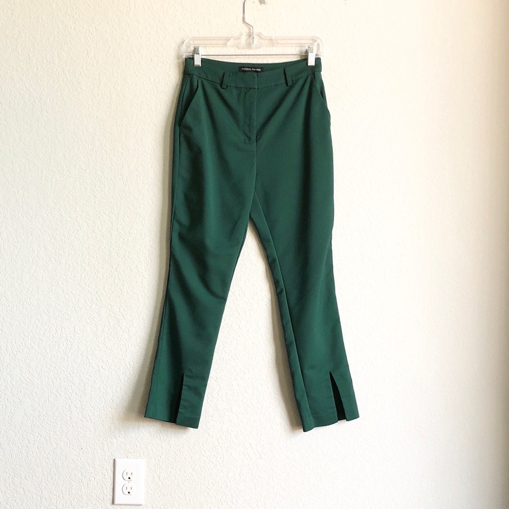 Boston Proper Newport Modern Slim Straight Ankle Slit Trousers Green 4